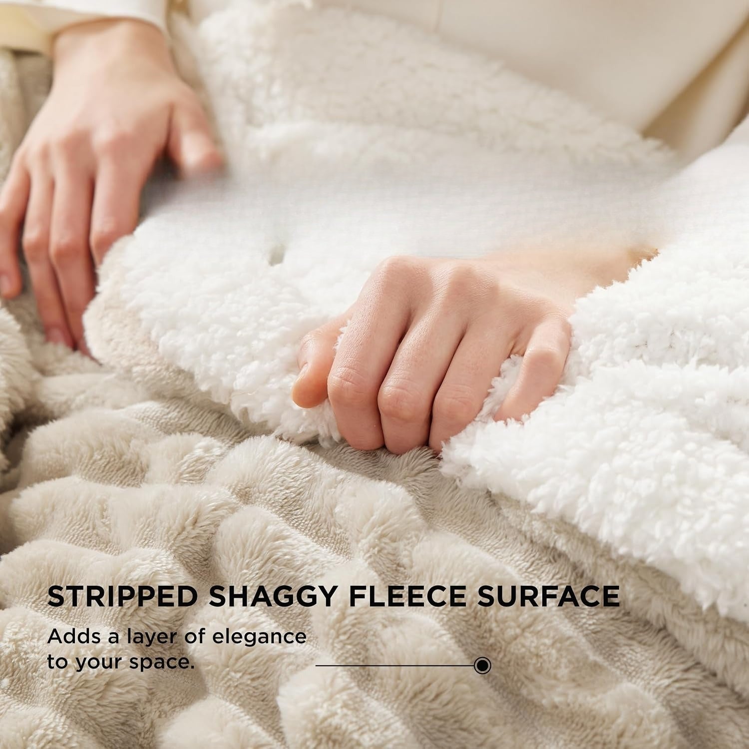 Beige Soft Plush Sherpa Throw Blanket