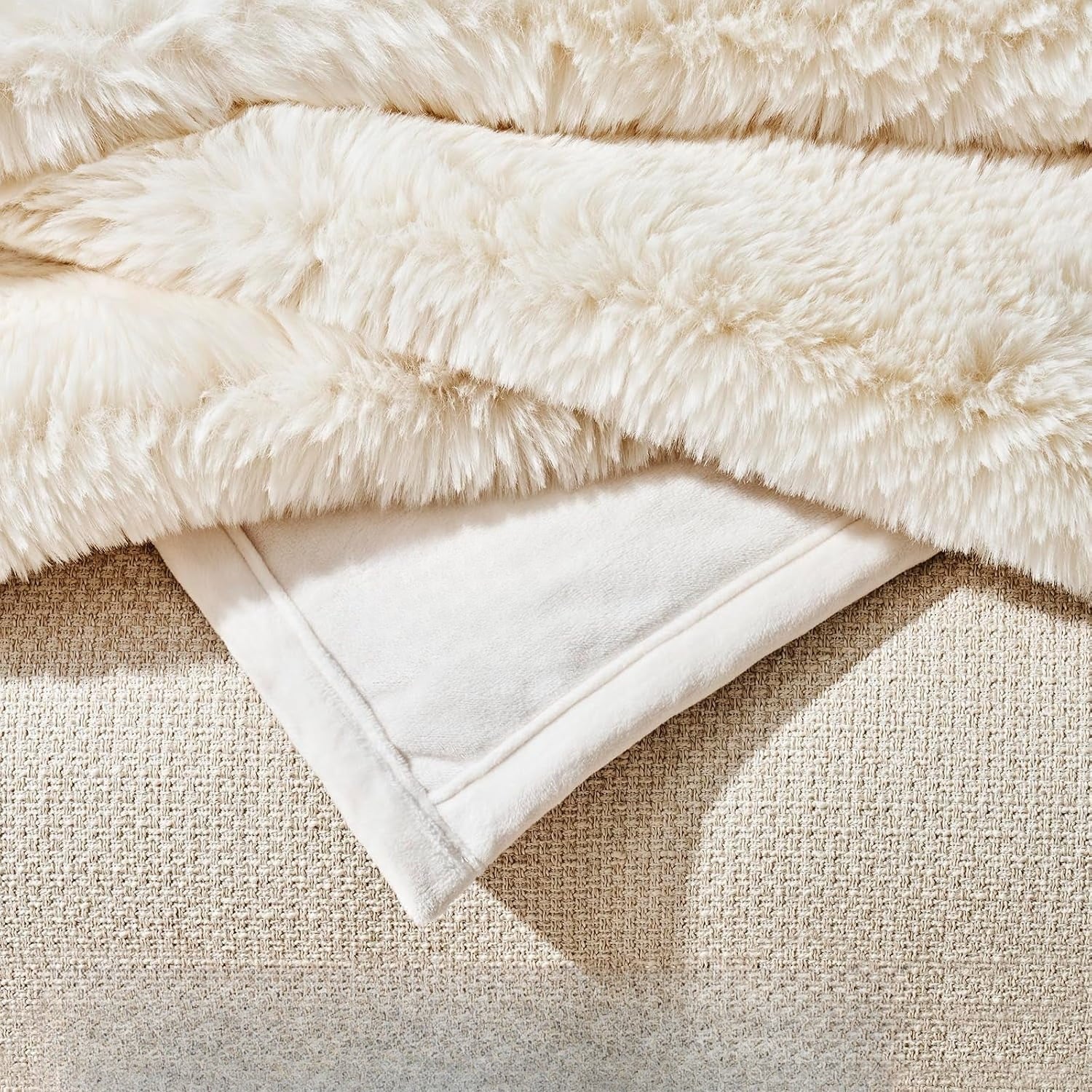 Arctic White Faux Fur Throw Blanket