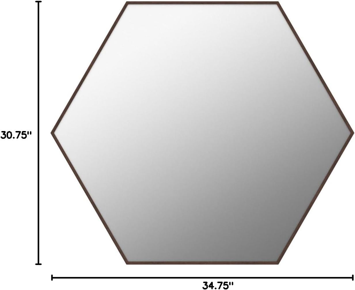 Hexagon Walnut Framed Wall Mirror