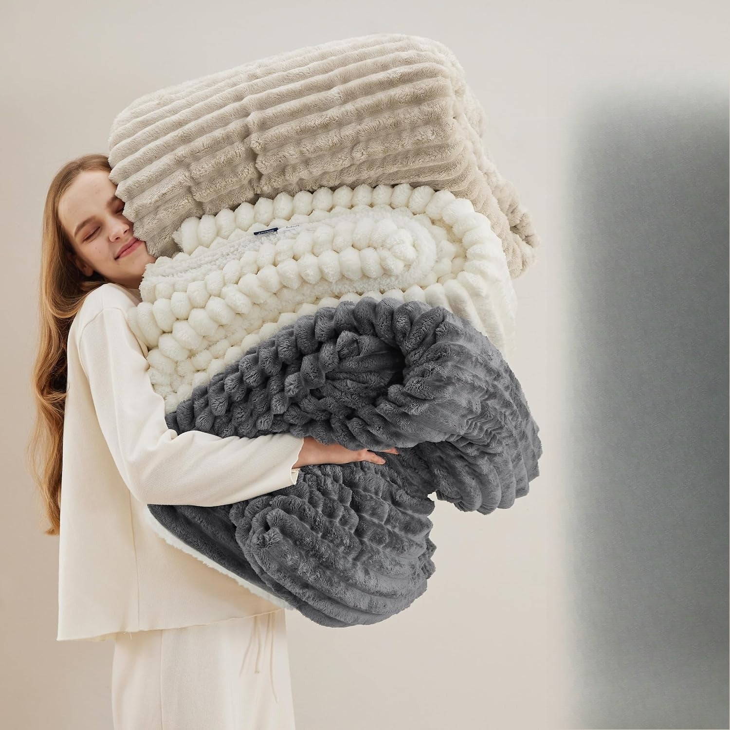 Beige Soft Thick Sherpa Blanket