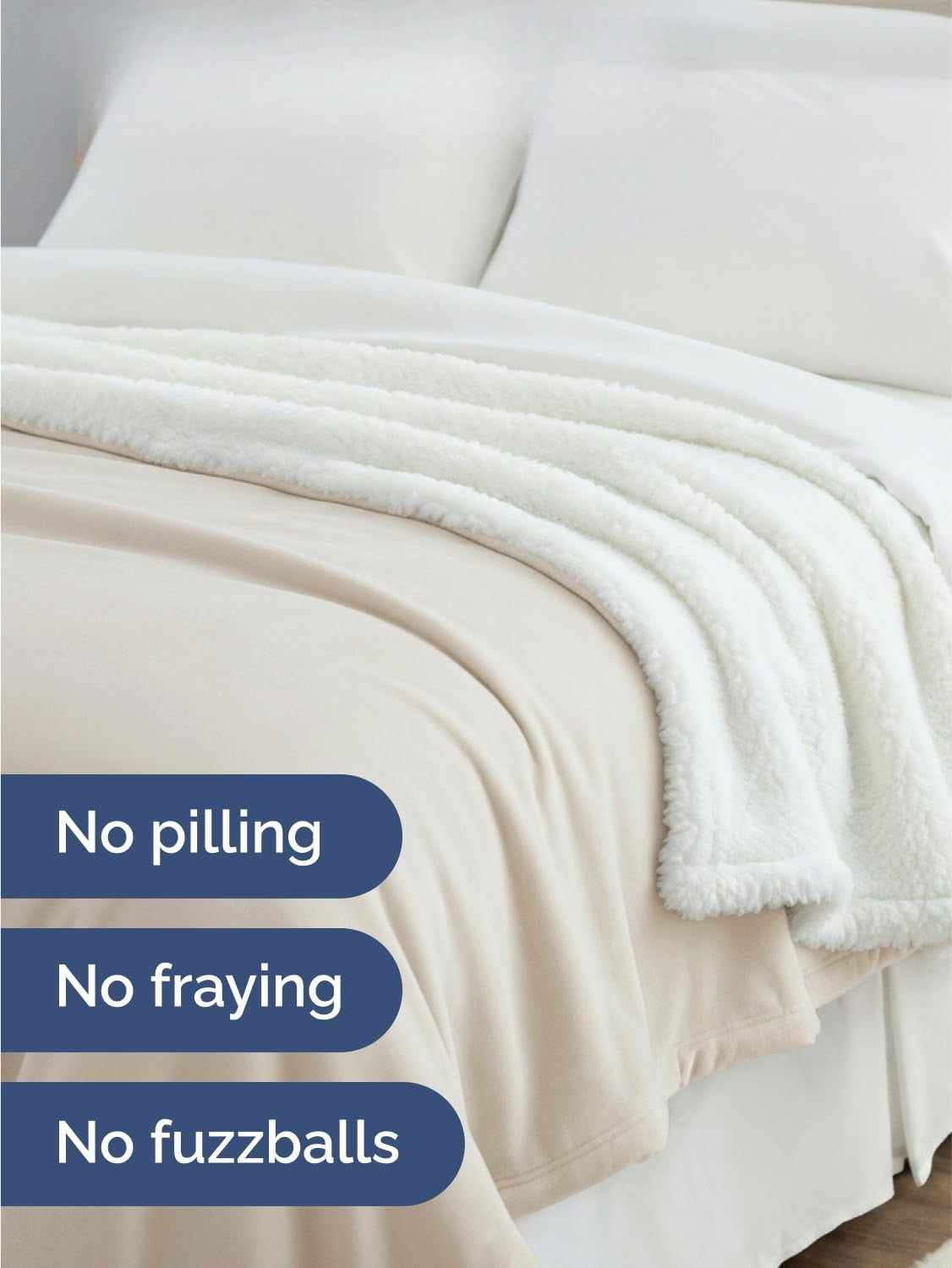 Ivory Double-sided Sherpa Blanket