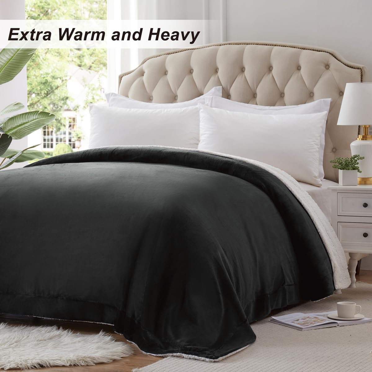 Dark Grey Thick Warm Sherpa Blanket