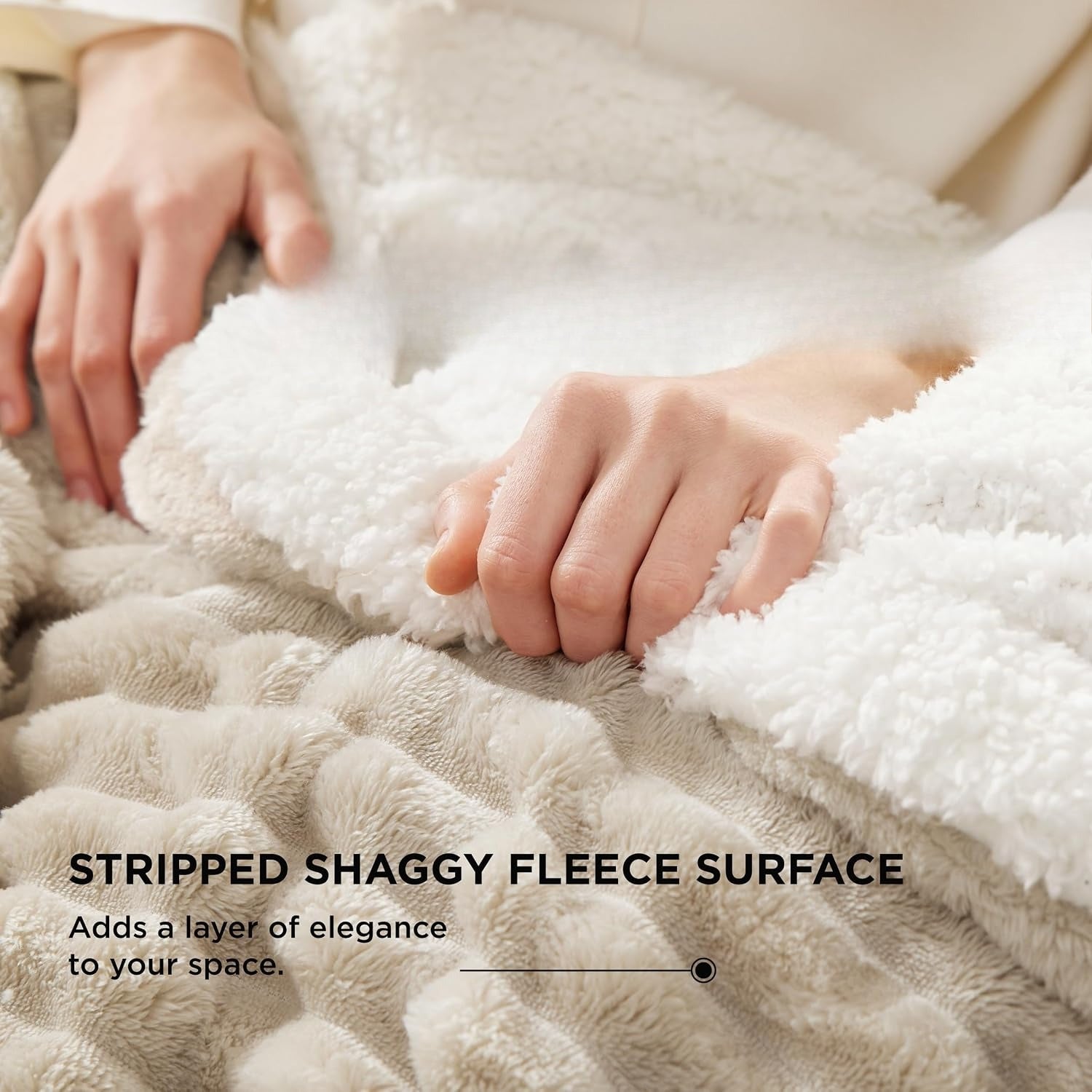 Beige Soft Thick Sherpa Blanket
