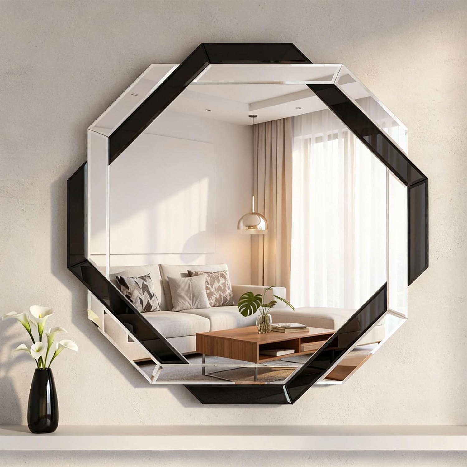 Beveled Edge Hexagon Frameless Mirror