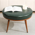 Green Faux Leather Round Ottoman