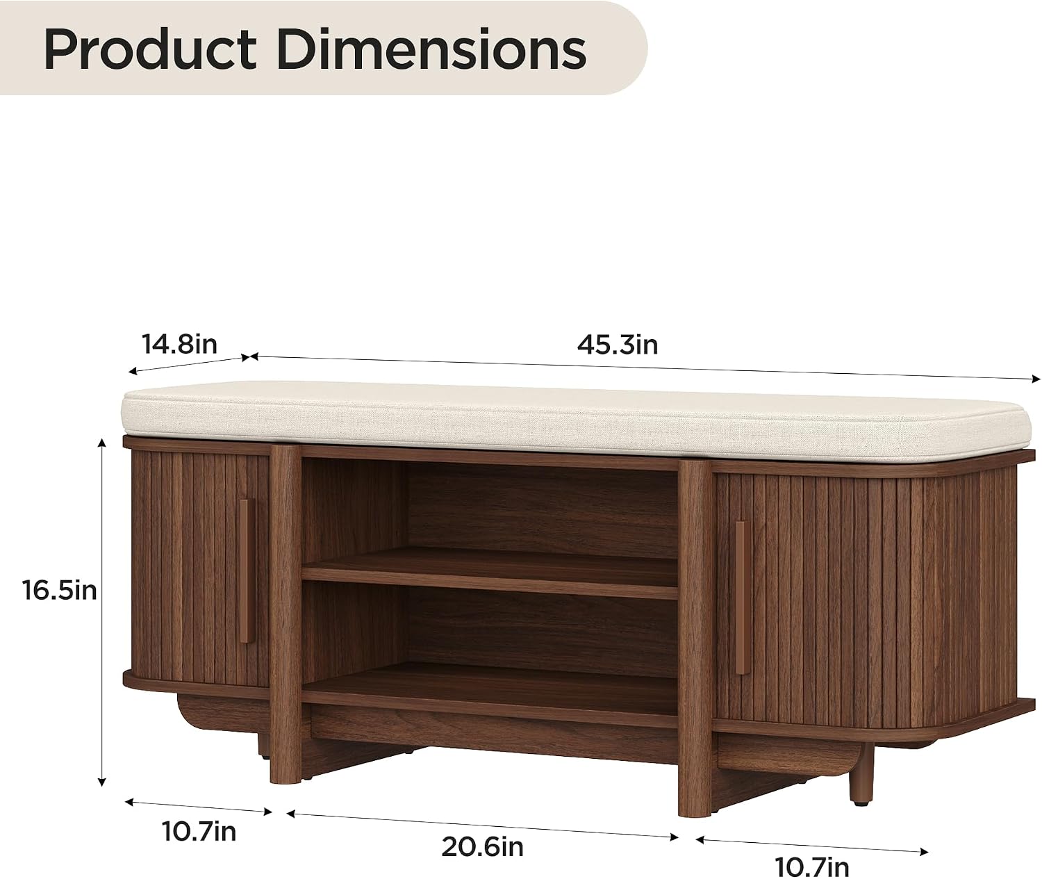 Walnut Cushioned Shoe Storage Bench