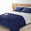 Navy Blue Sherpa Bedding Set