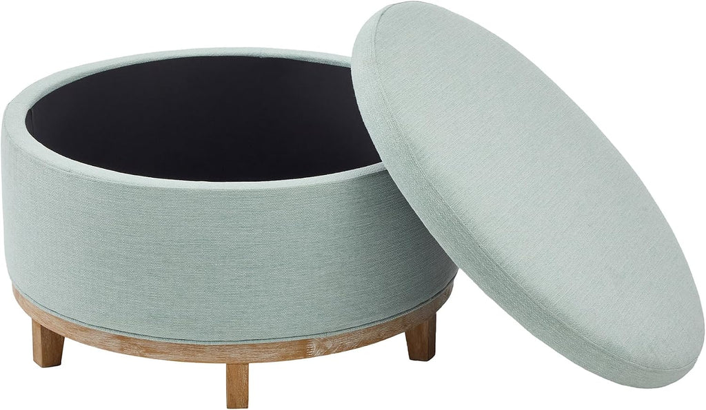 Mint Green Round Storage Ottoman