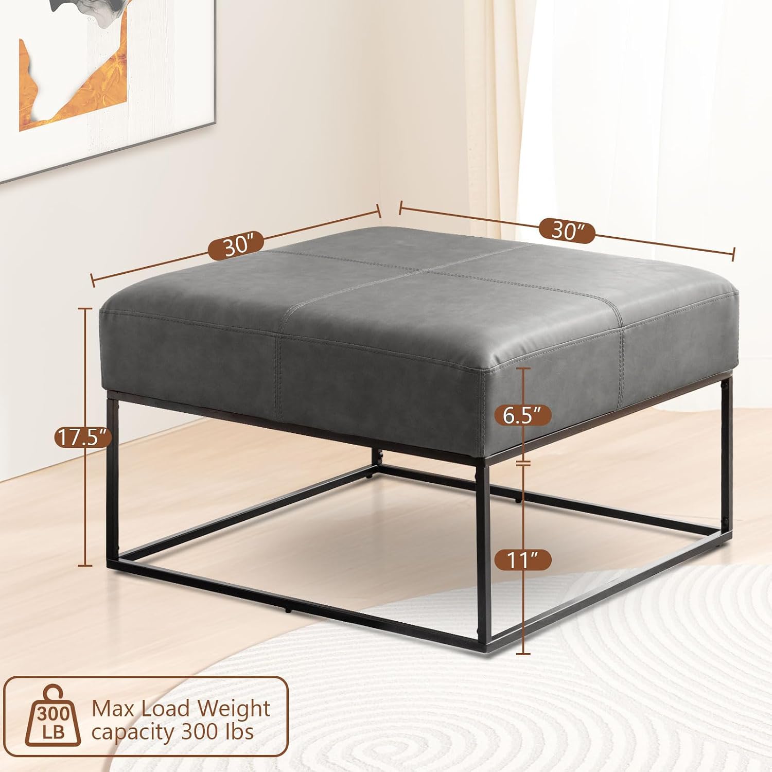 Vintage Gray Square Leather