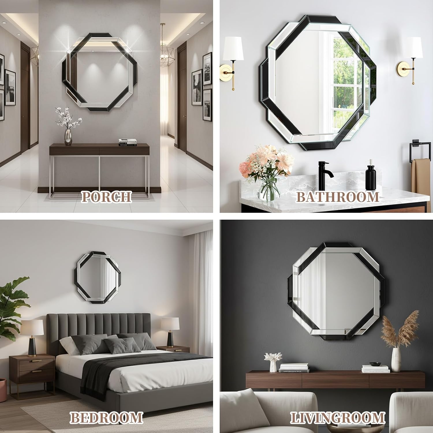 Beveled Edge Hexagon Frameless Mirror