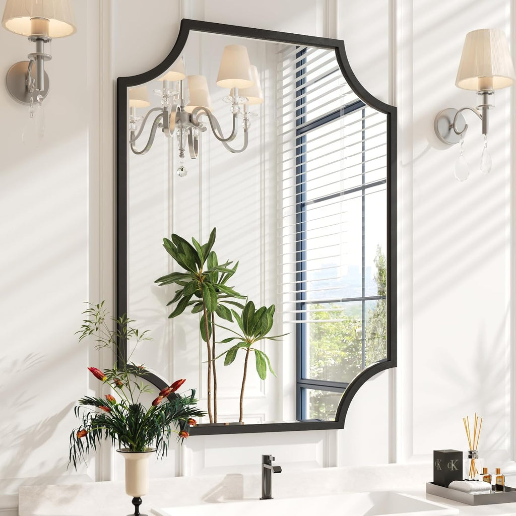 Wavy Edge Black Framed Wall Mirror