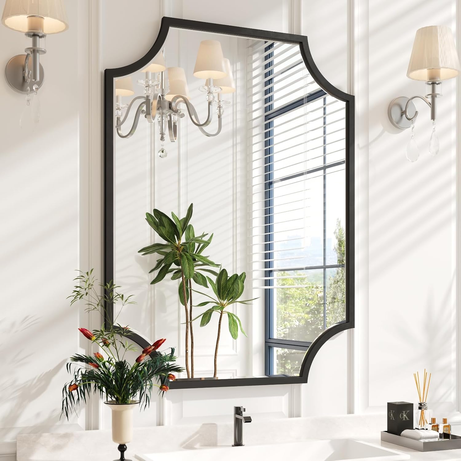 Wavy Edge Black Framed Wall Mirror