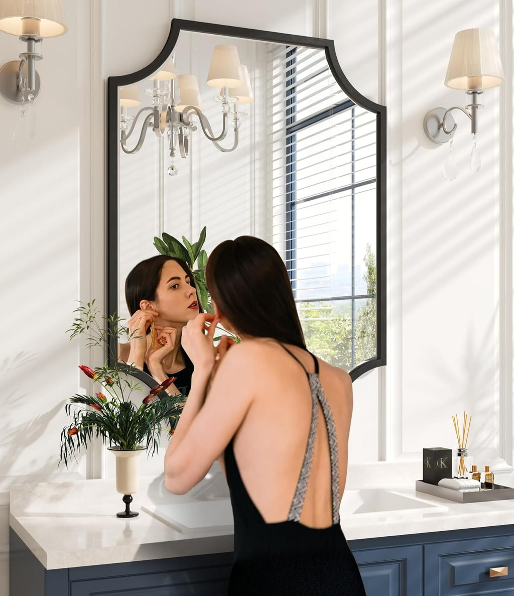 Wavy Edge Black Framed Wall Mirror