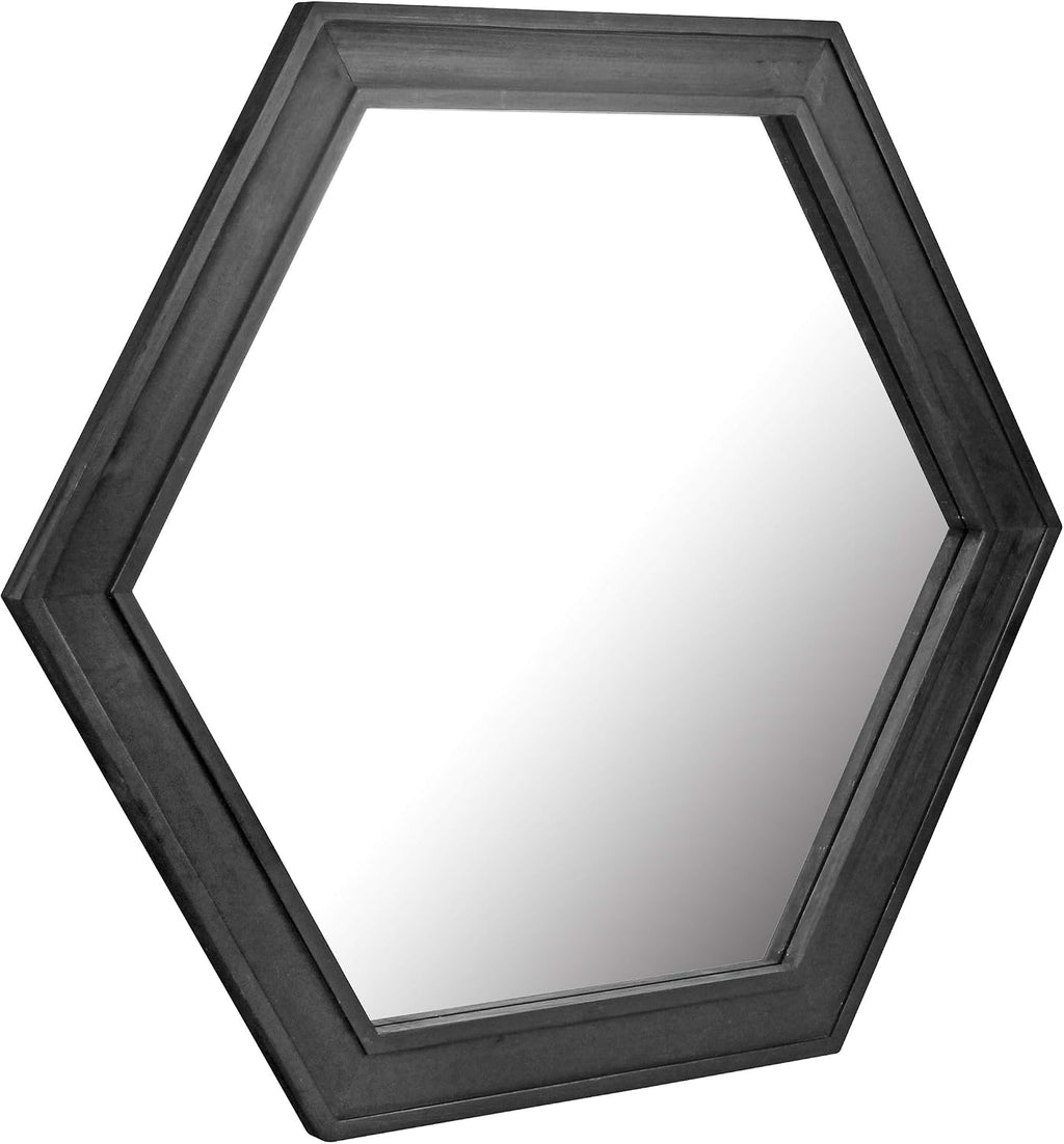 Hexagon Black Framed Wall Mirror