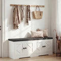 Beige Cushioned Entryway Storage Bench