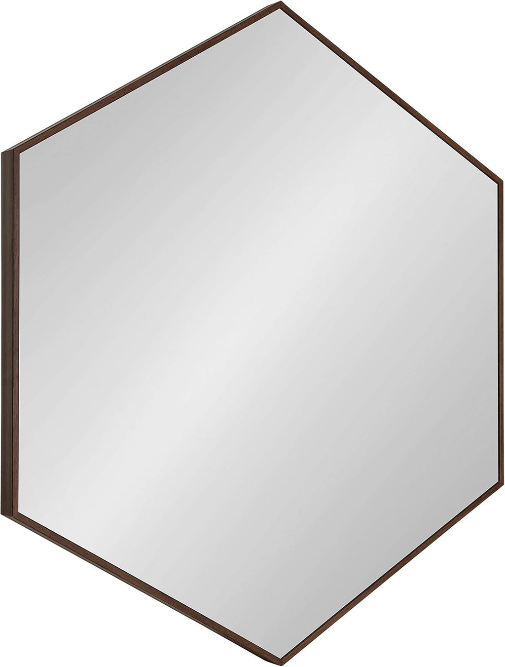 Hexagon Walnut Framed Wall Mirror