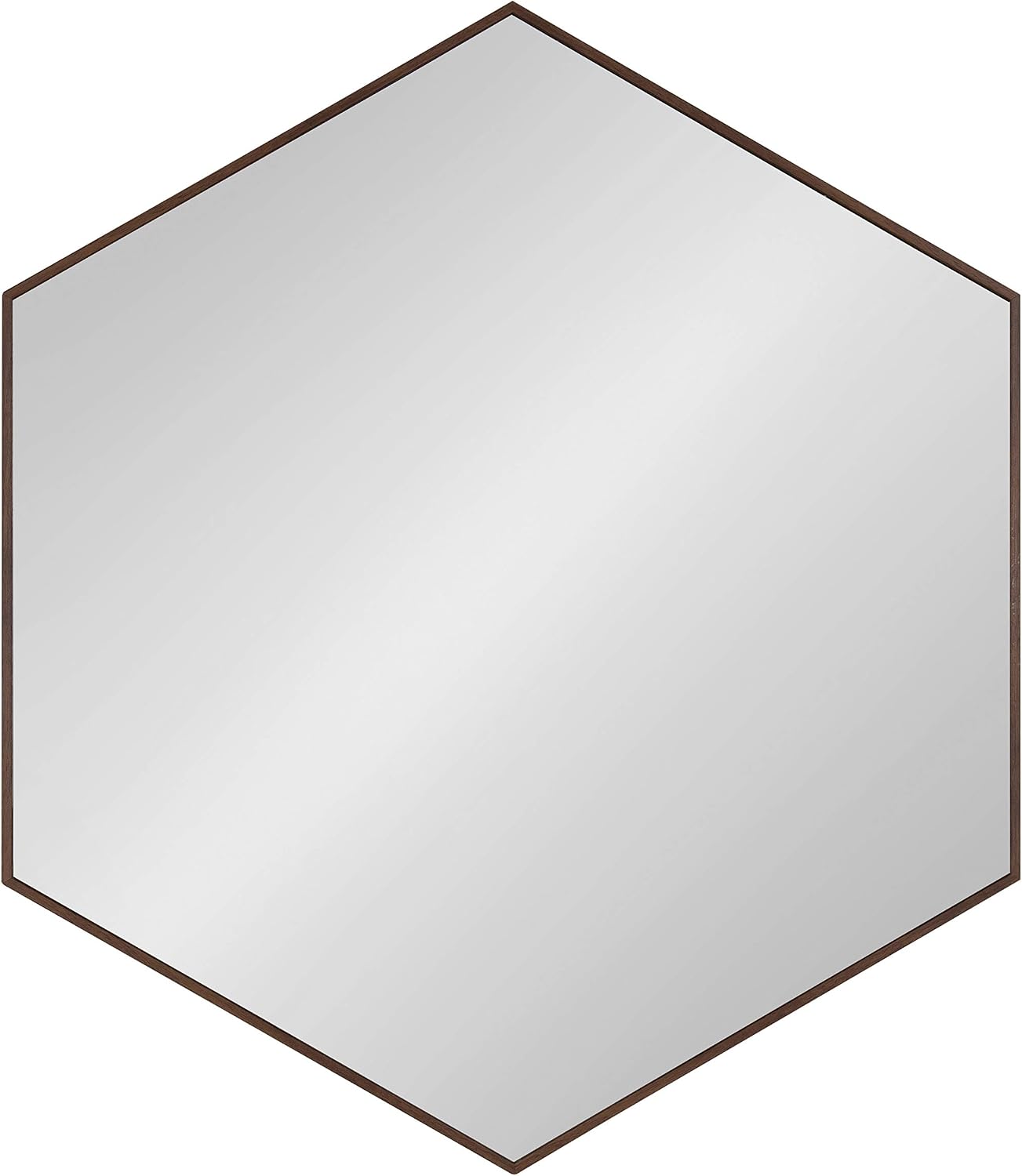 Hexagon Walnut Framed Wall Mirror