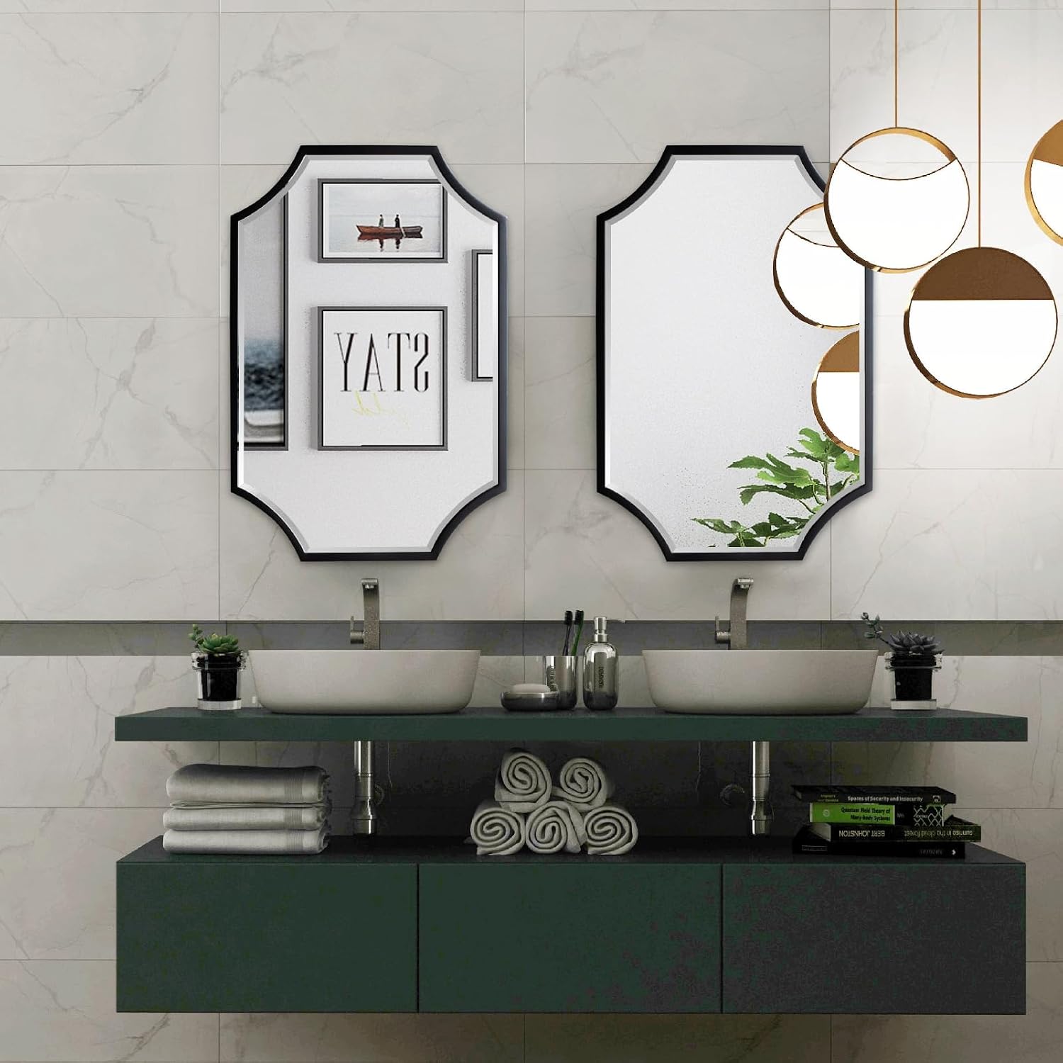Wavy Edge Black Framed Wall Mirror