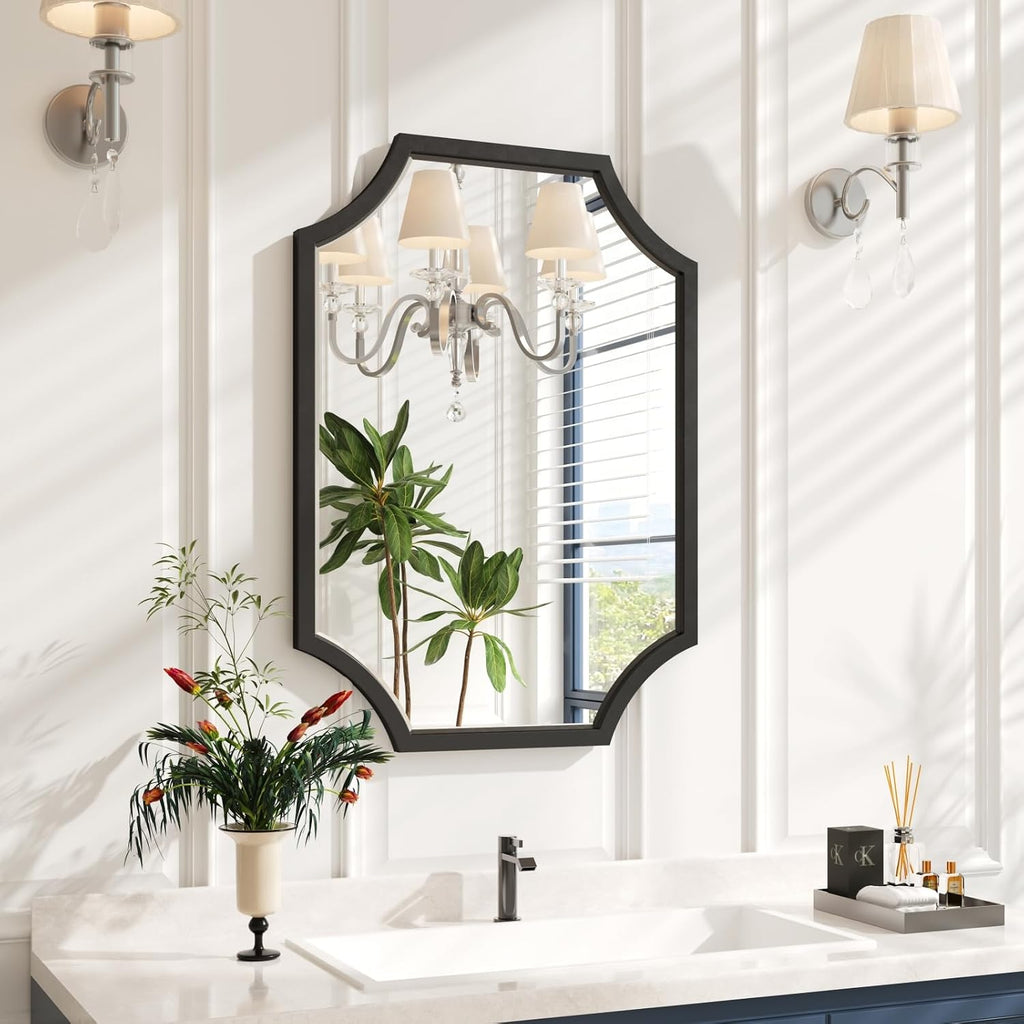 Wavy Edge Black Framed Wall Mirror