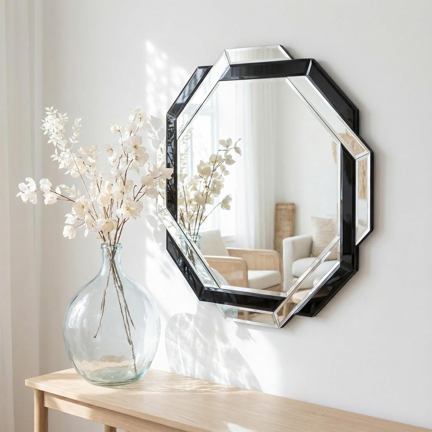 Beveled Edge Hexagon Frameless Mirror