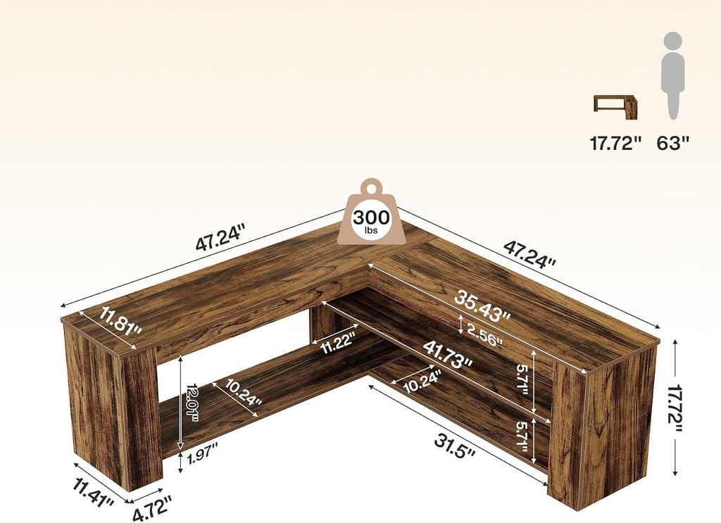 Rustic Corner Shoe Storage Bench