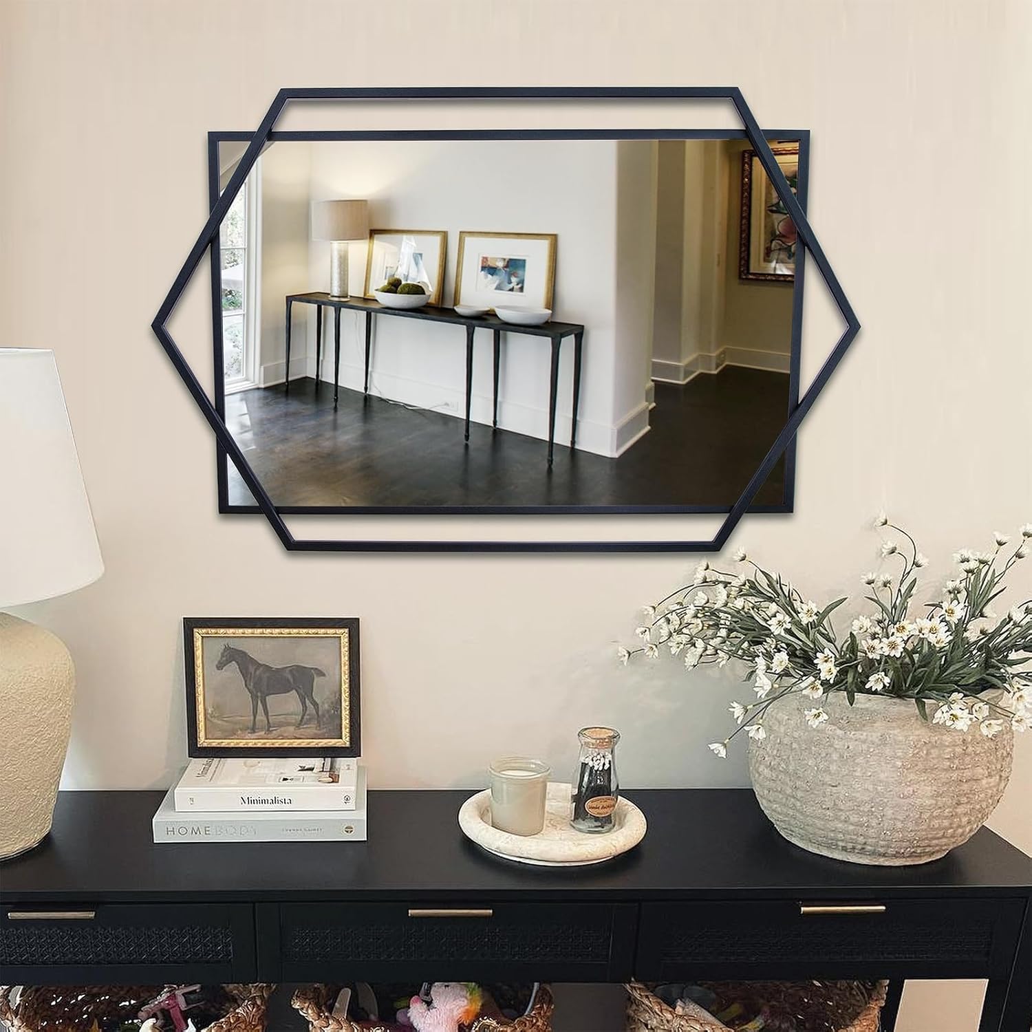 Hexagon Metal Frame Wall Mirror