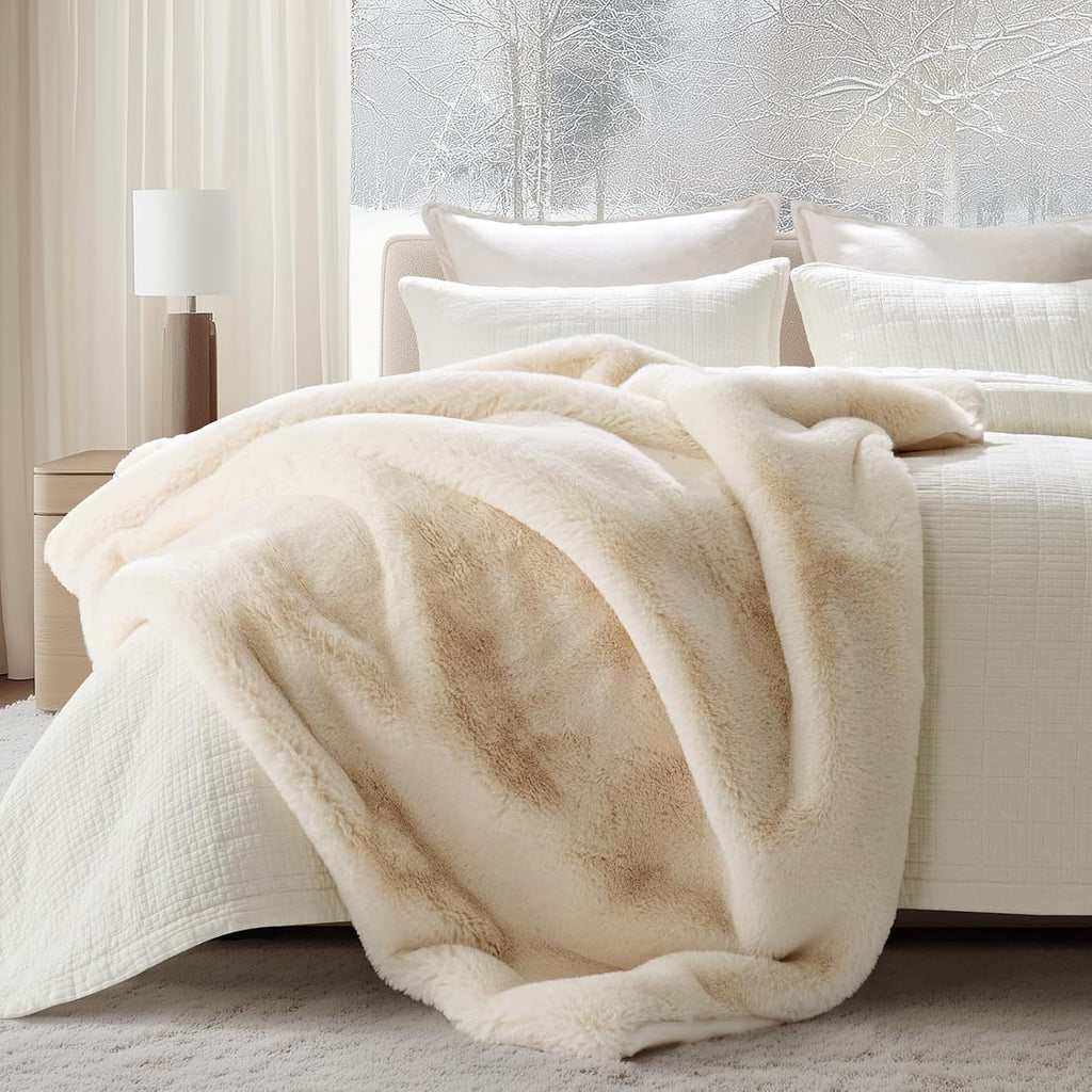 Arctic White Faux Fur Throw Blanket