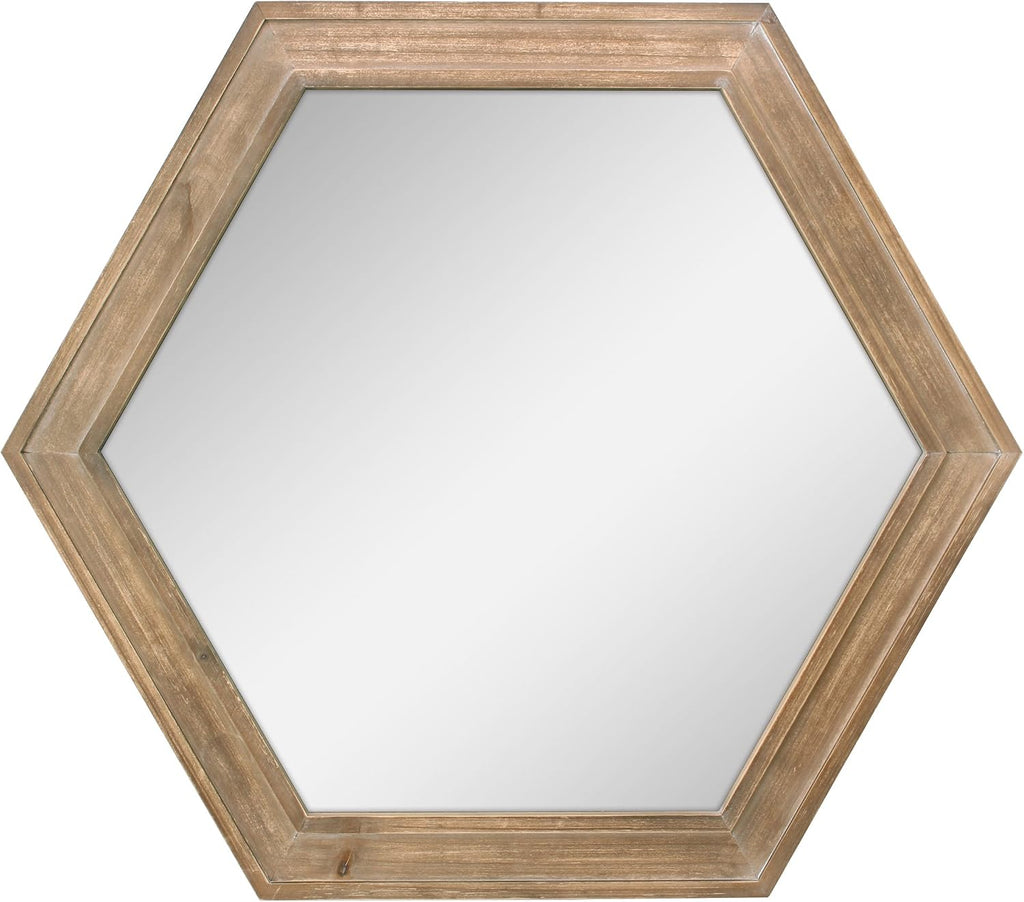 Wood Framed Hexagon Hanging Mirror