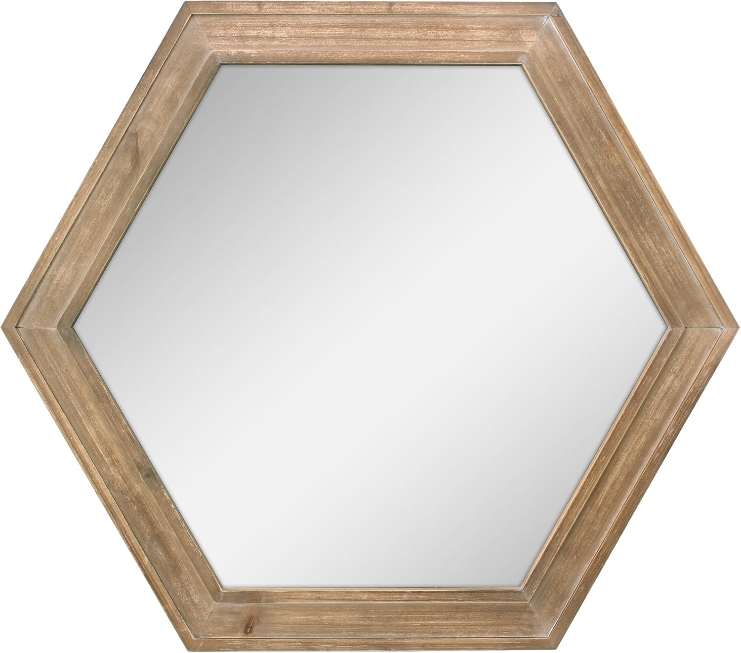 Wood Framed Hexagon Hanging Mirror