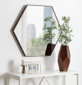 Hexagon Walnut Framed Wall Mirror