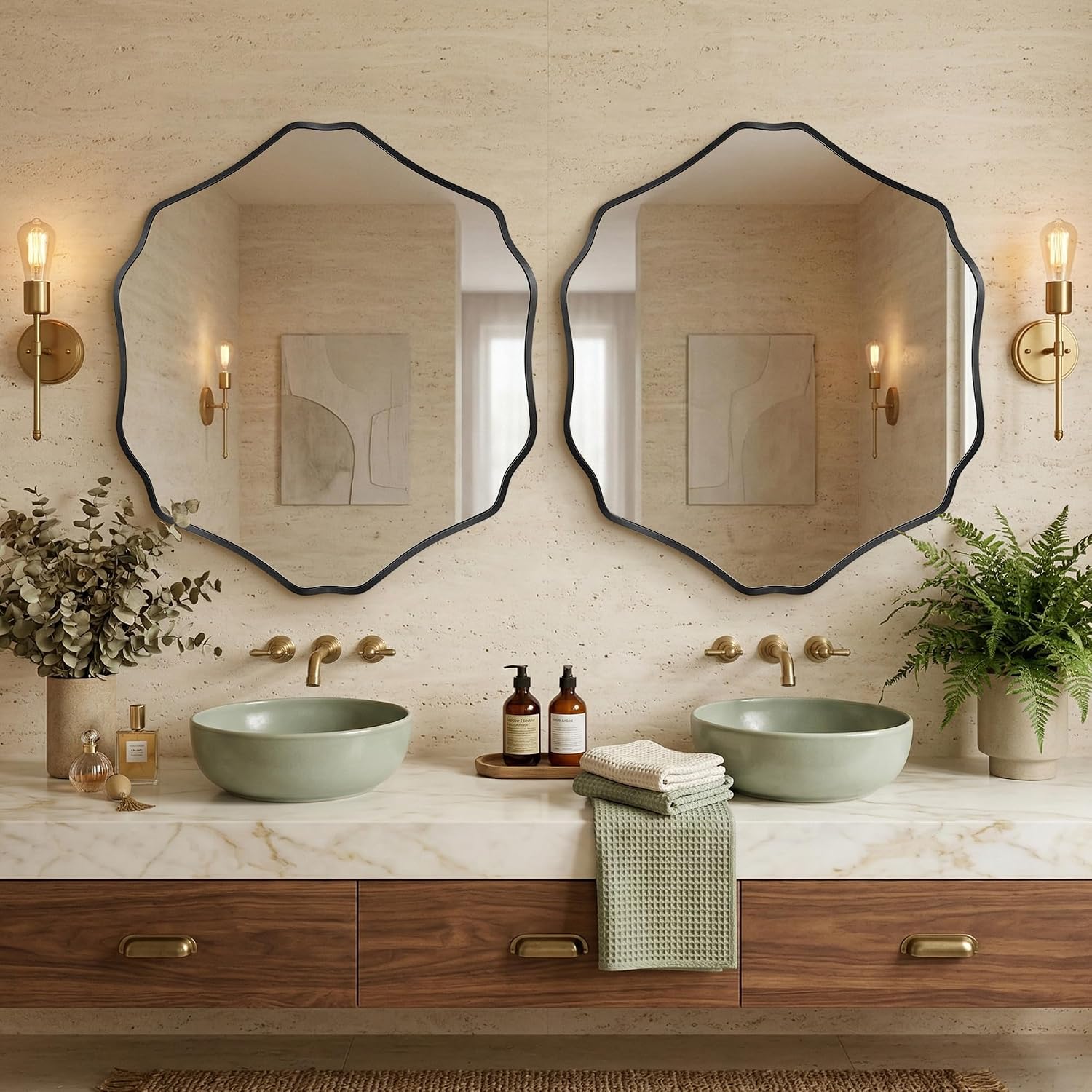 Wavy Irregular Hexagon Vanity Mirror