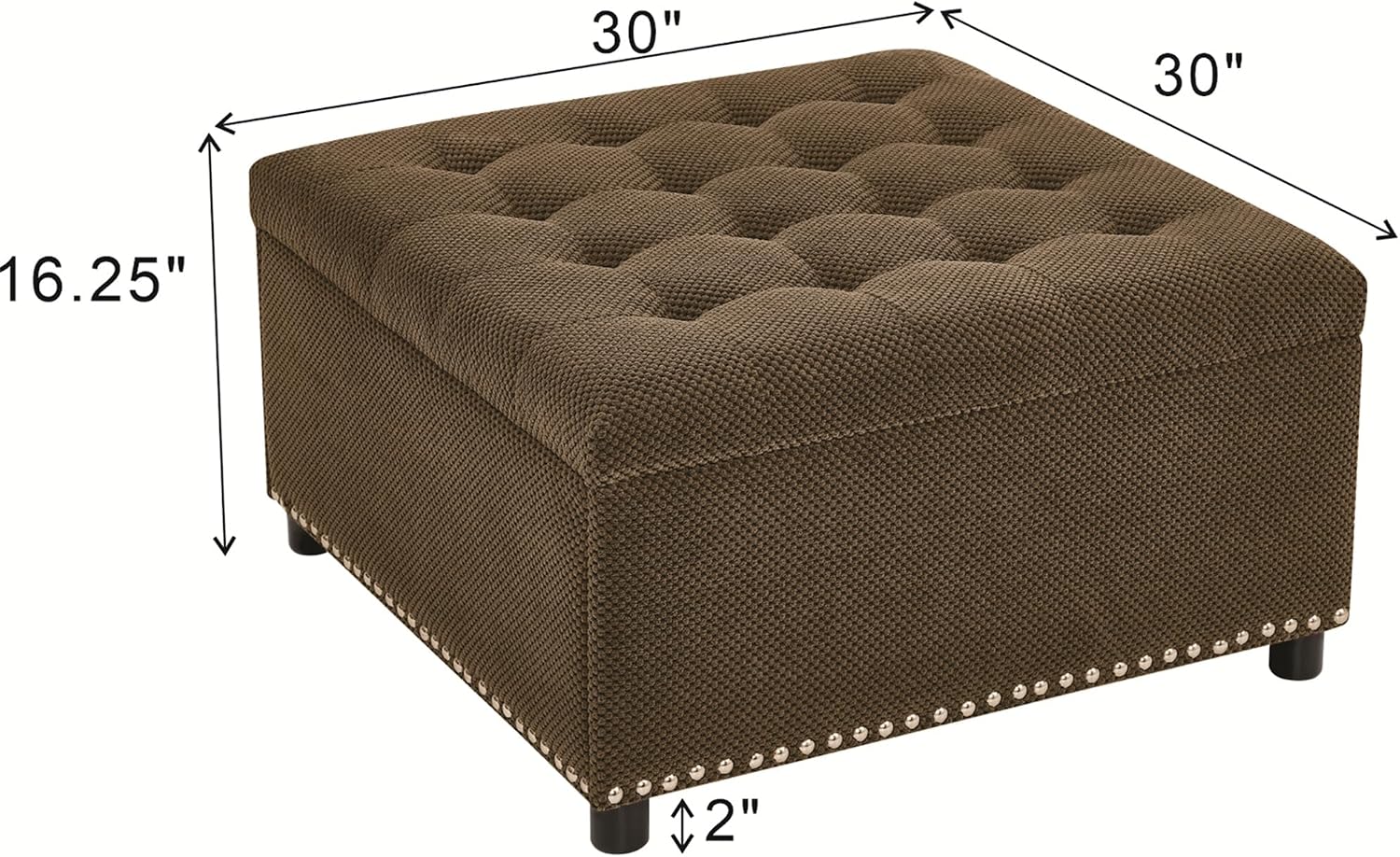 Fabric Storage Square Ottoman