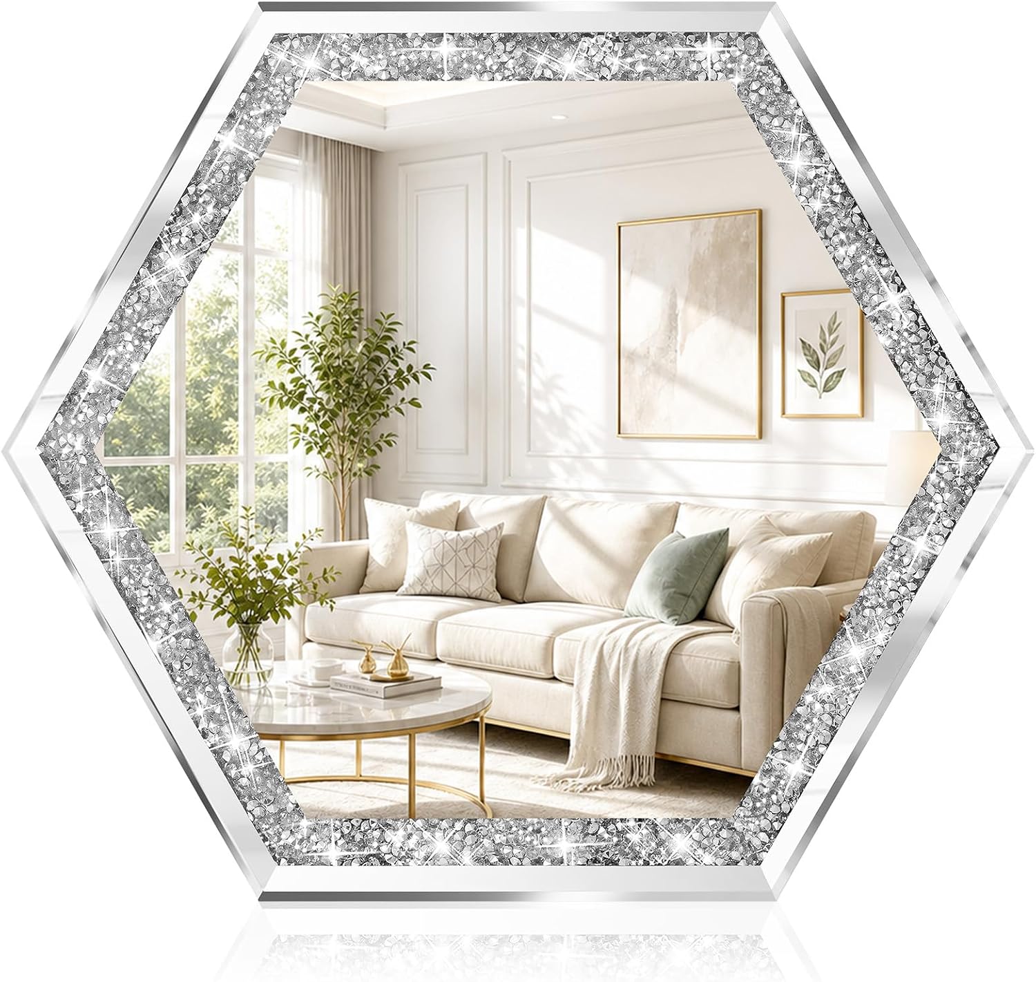 Sparkly Hexagon Frameless Wall Mirror