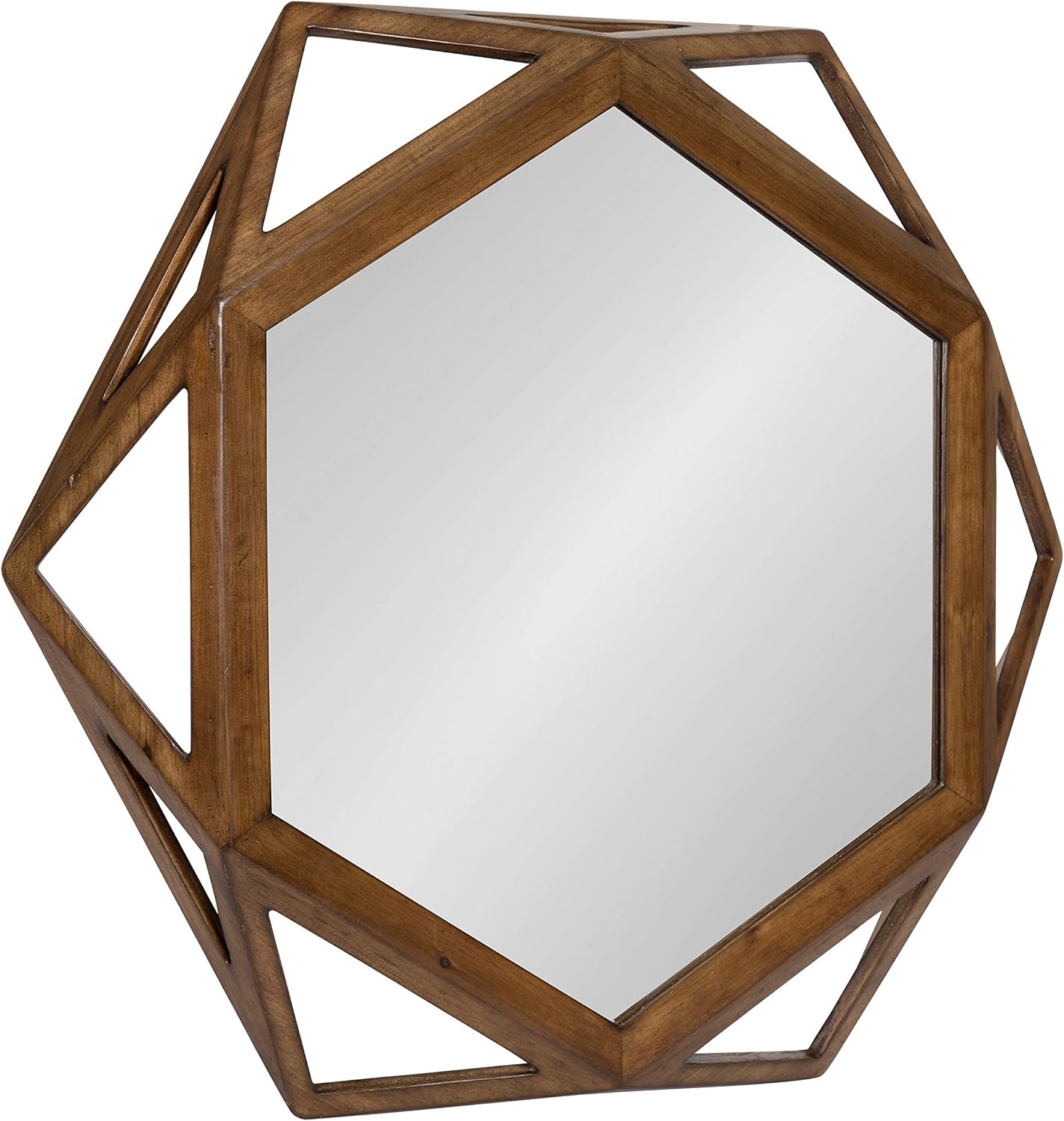 Octagon Rustic Wooden Wall Mirror