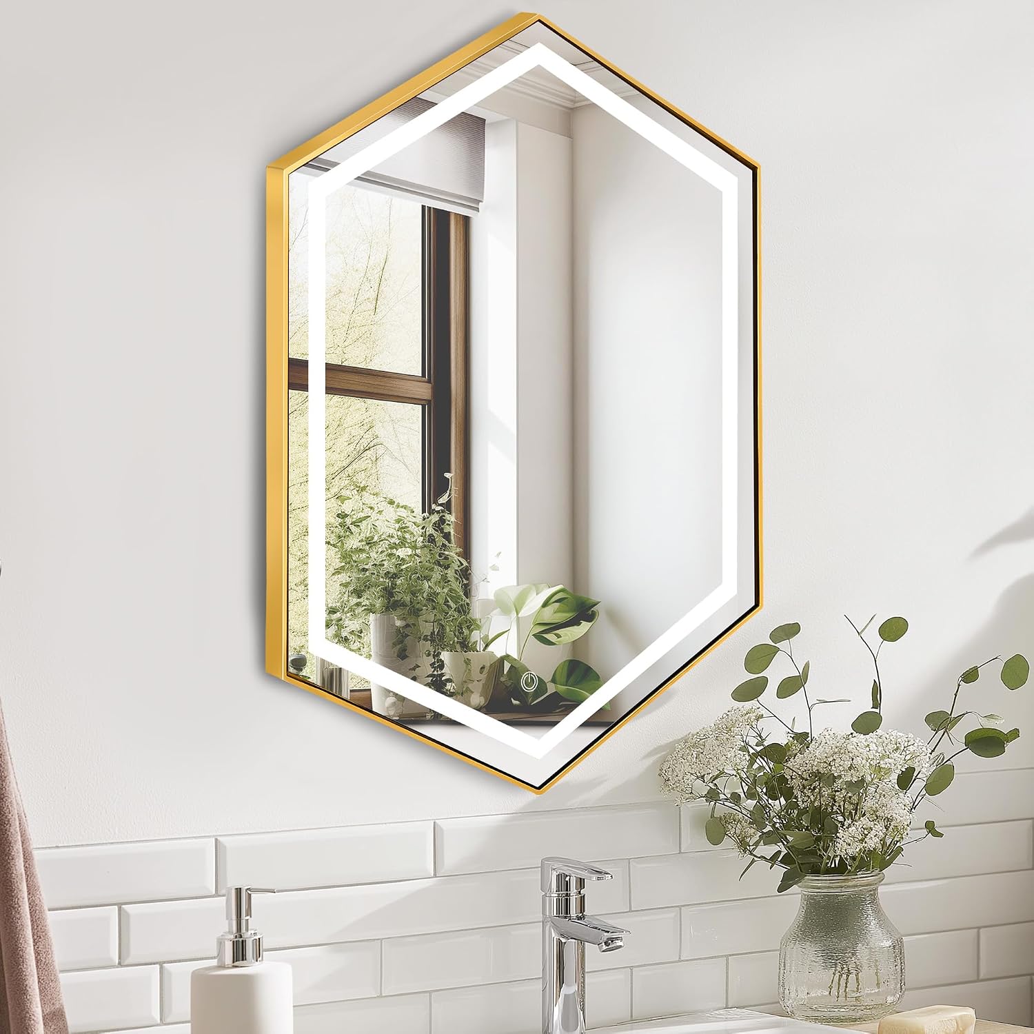 Hexagon LED Mirror Storage Cabinet