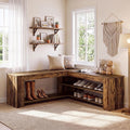 Rustic Corner Shoe Storage Bench