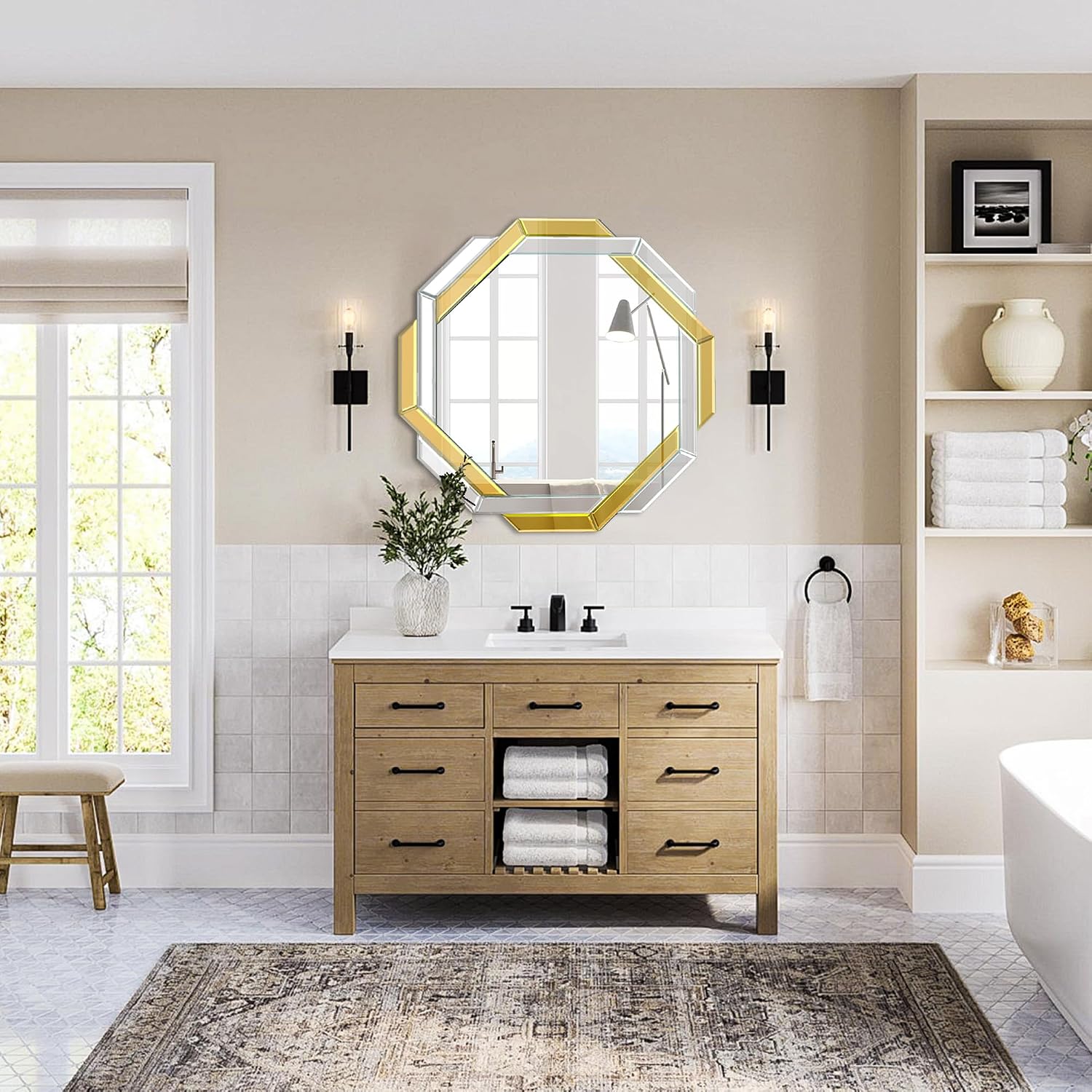 Hexagon Beveled Frameless Mirror