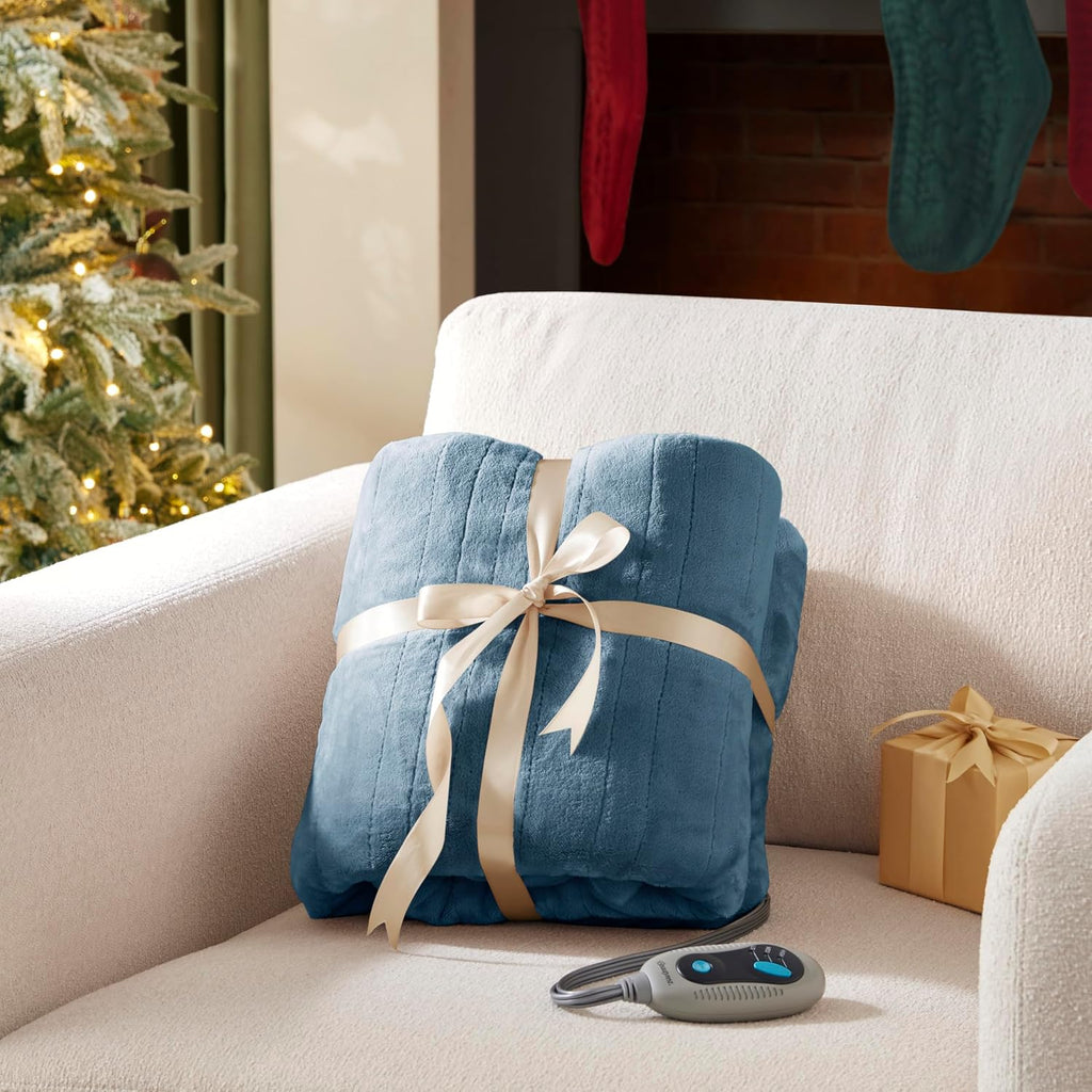 Blue Reversible Electric Heating Blanket