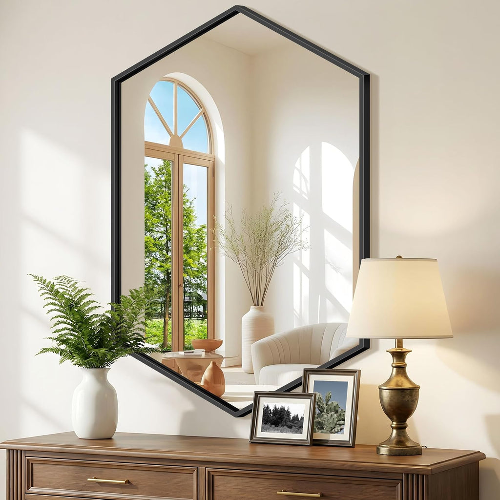 Hexagon Iron Frame Vanity Wall Mirror