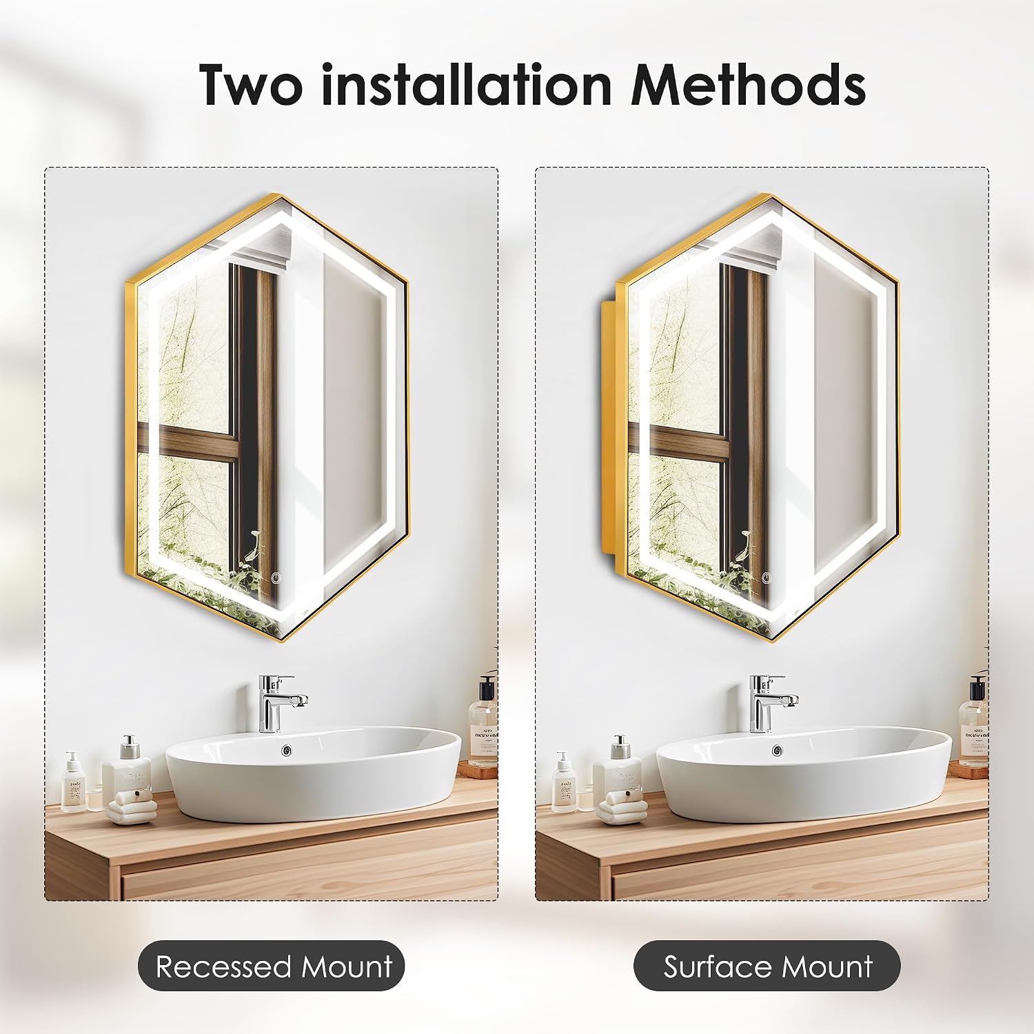 Hexagon LED Mirror Storage Cabinet