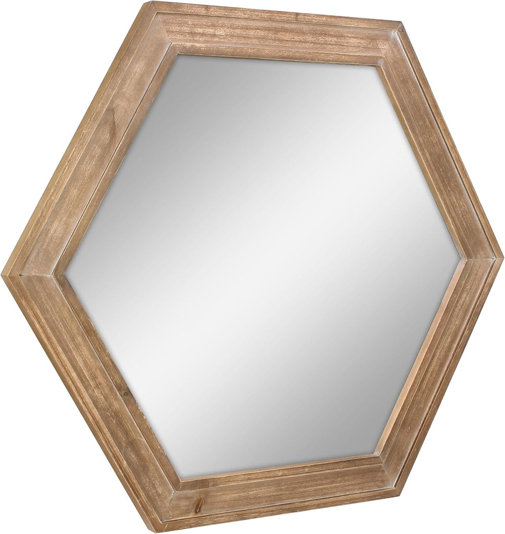 Wood Framed Hexagon Hanging Mirror