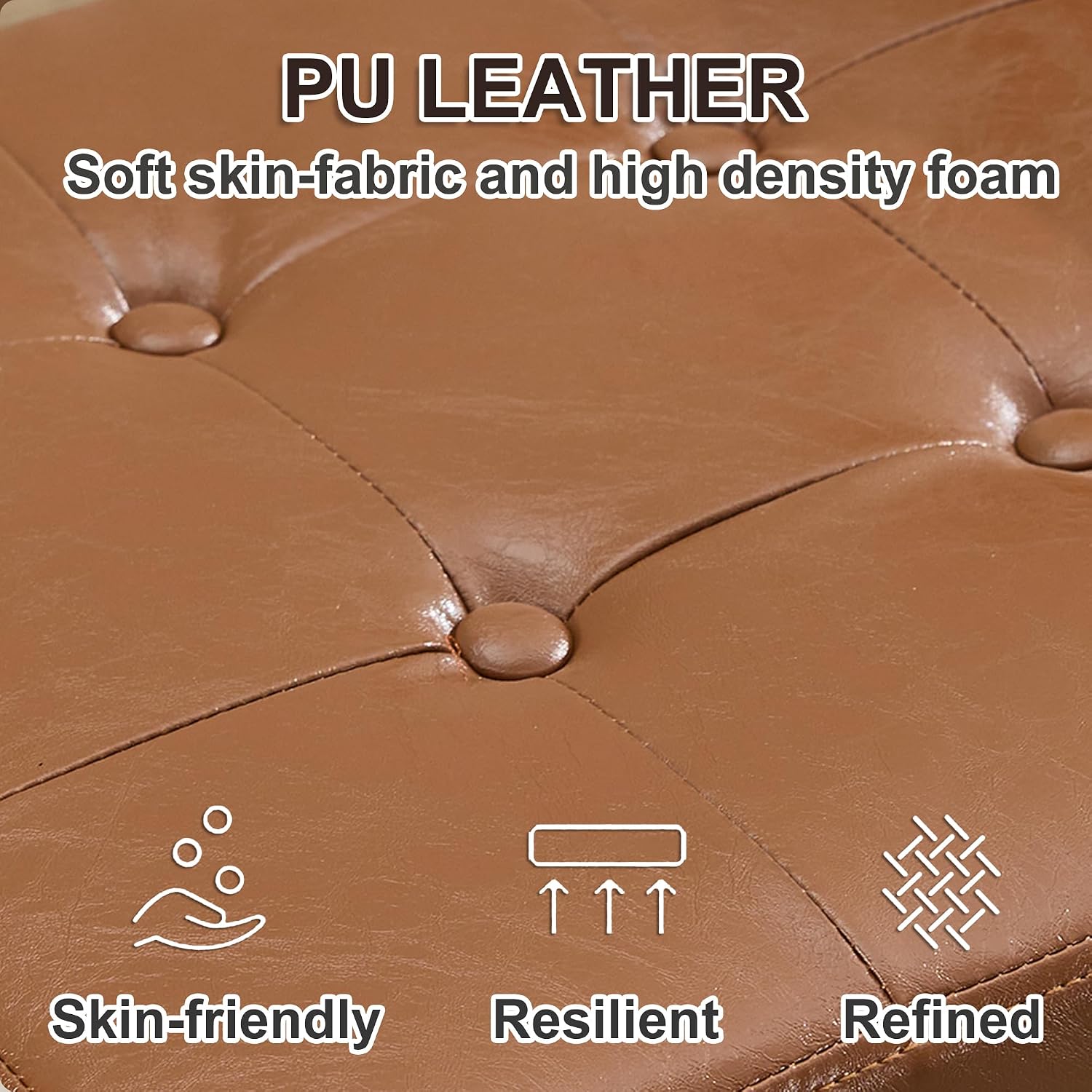 Brown Leather Storage Ottoman