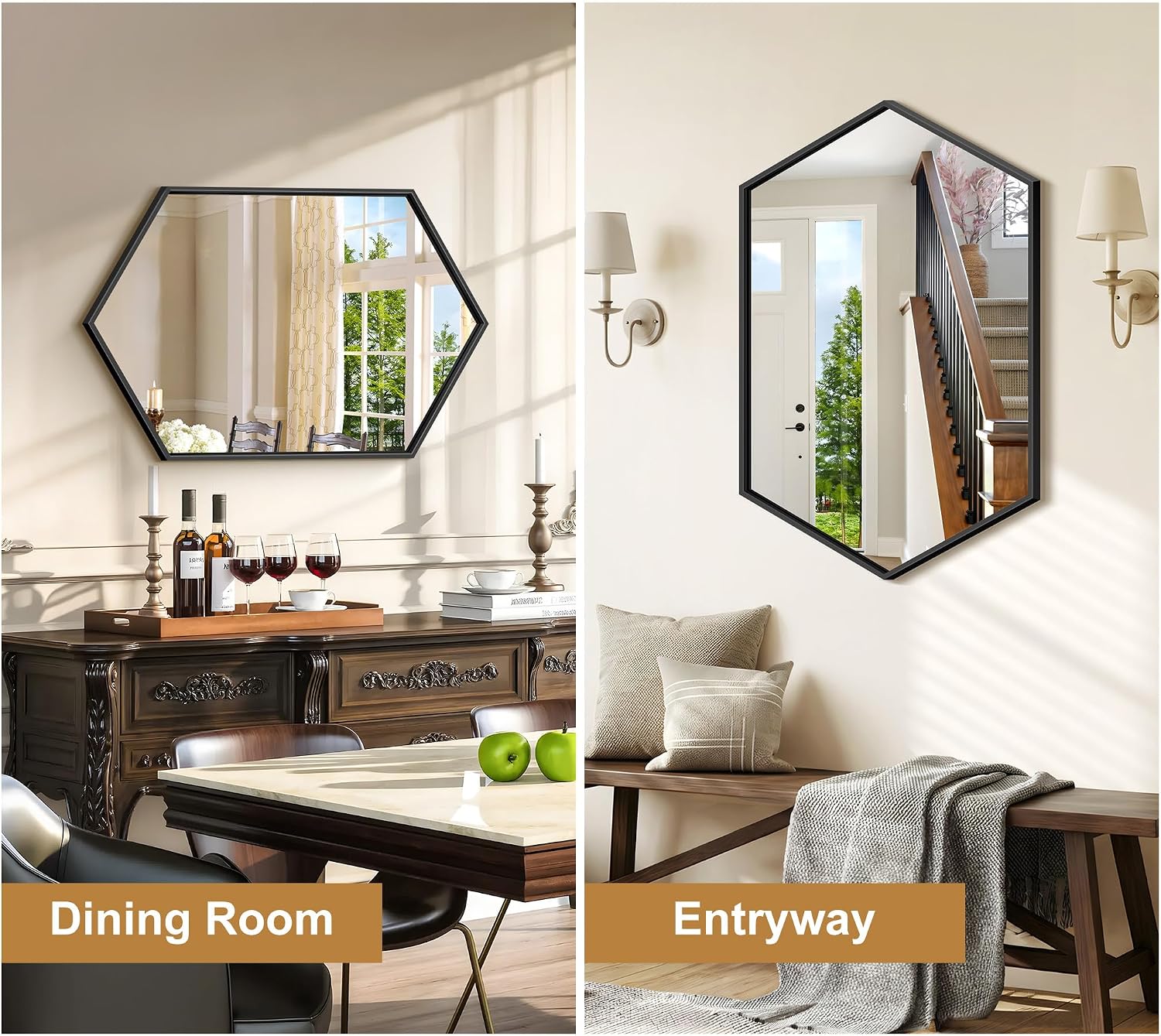 Hexagon Iron Frame Vanity Wall Mirror
