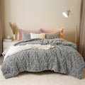 Grey Fluffy Sherpa Bedding Set