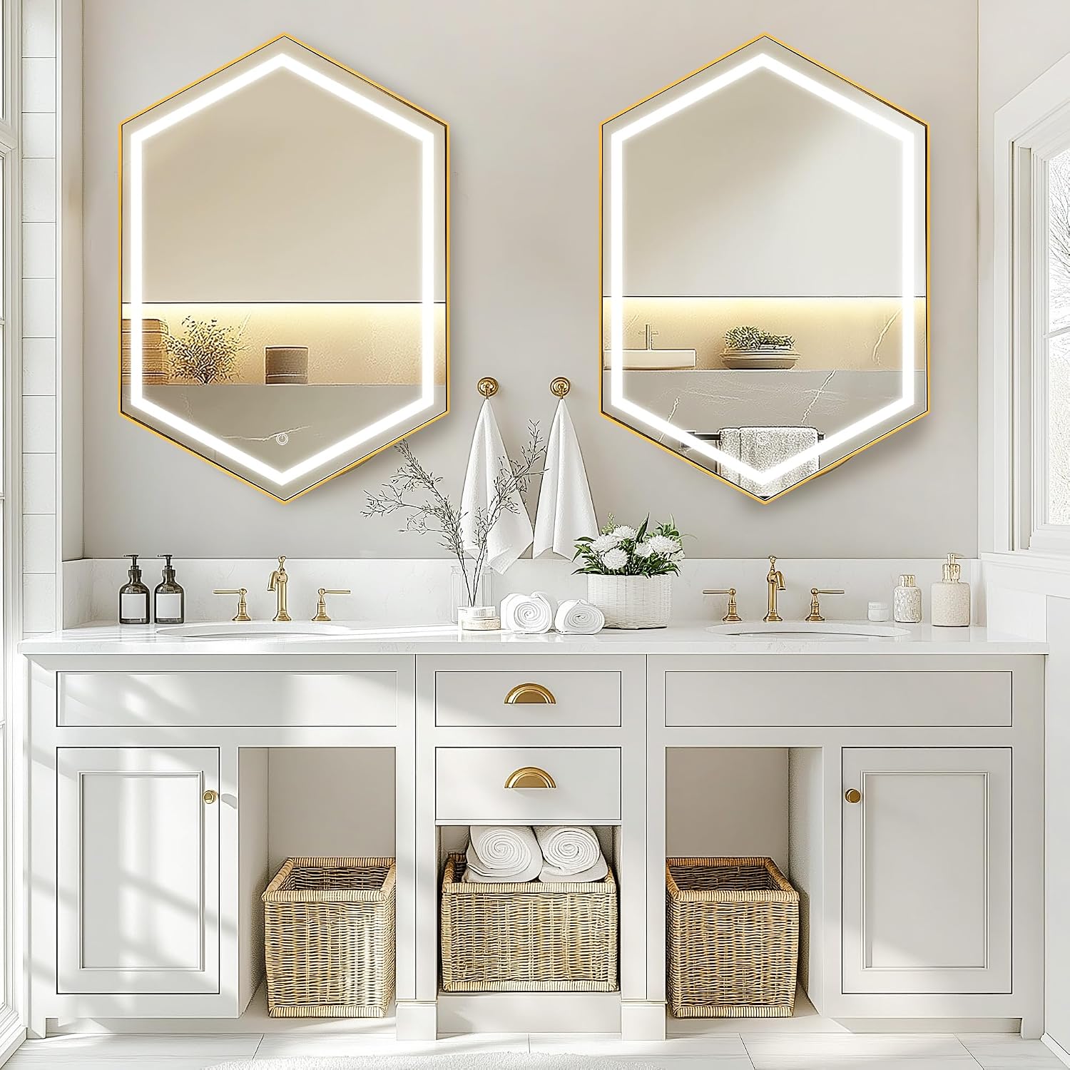 Hexagon LED Mirror Storage Cabinet