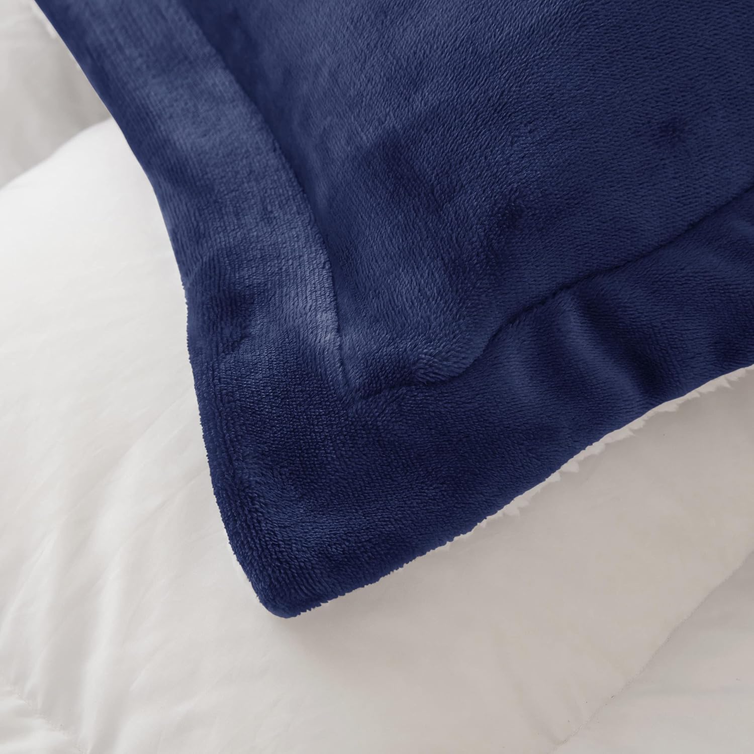 Navy Blue Sherpa Bedding Set
