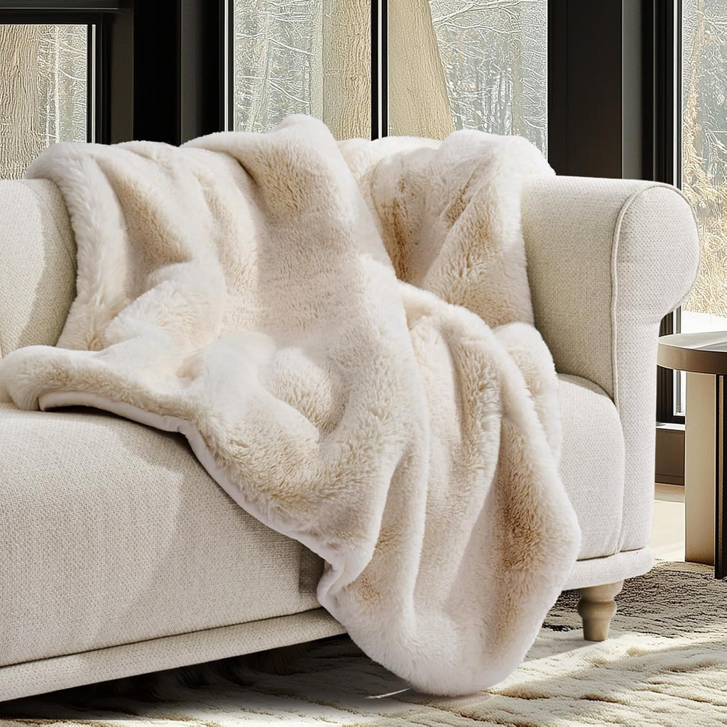 Arctic White Faux Fur Throw Blanket