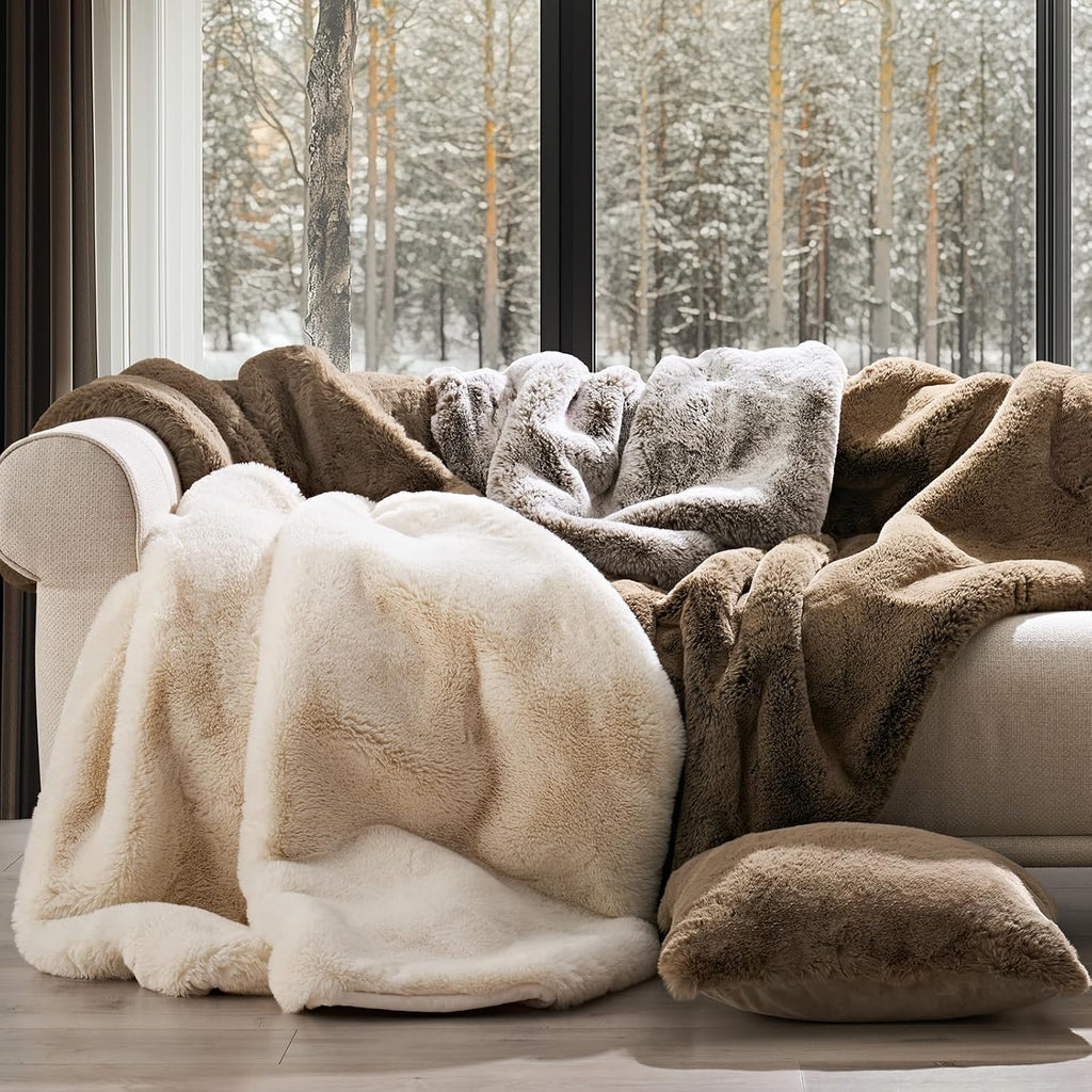 Arctic White Faux Fur Throw Blanket