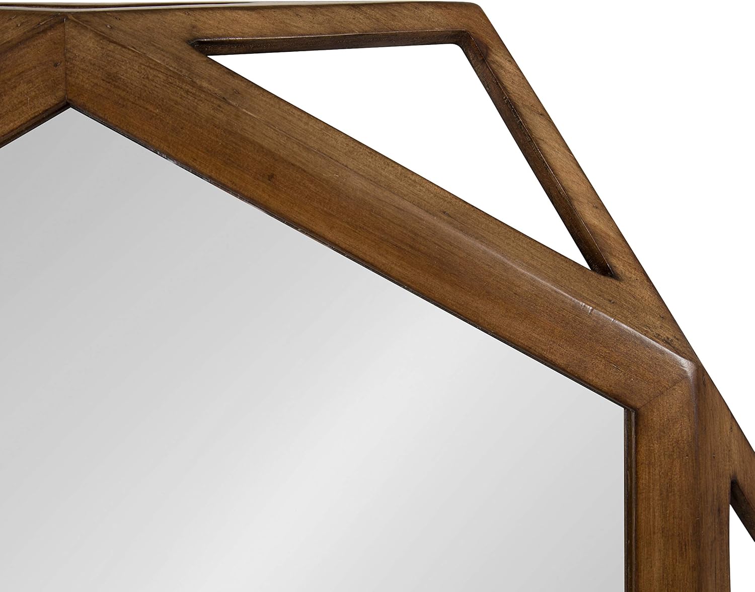 Octagon Rustic Wooden Wall Mirror