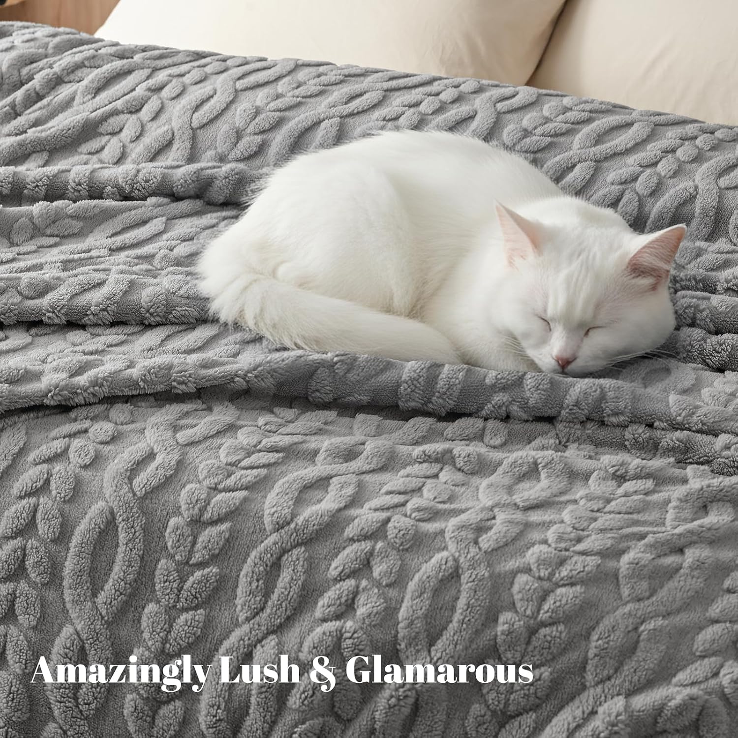 Grey Tufted Sherpa Fleece Blanket